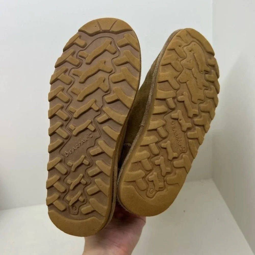 Bear Paw Elle tall suede brown tan winter boots sheepskin wool lining size 6